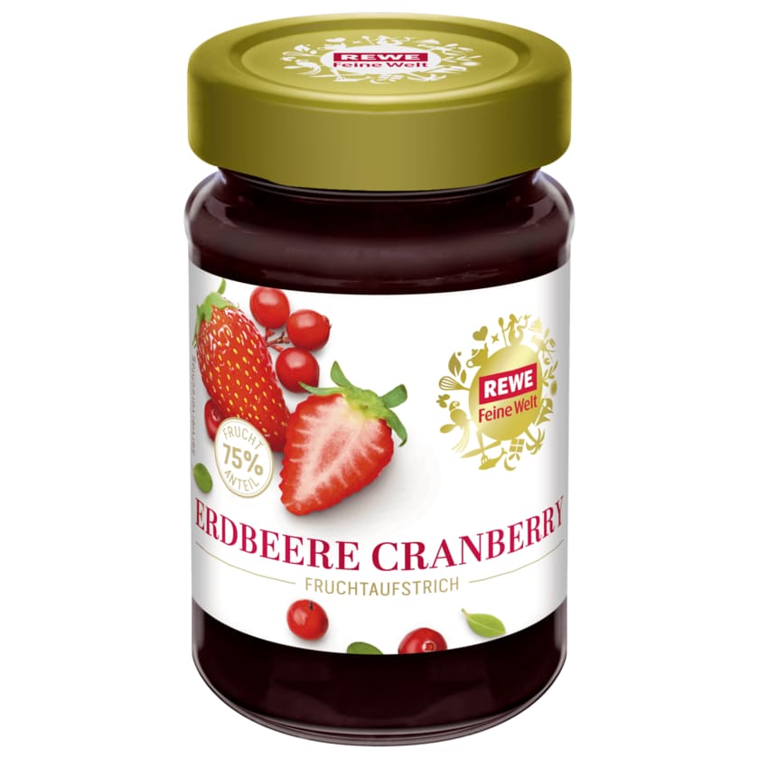 REWE Feine Welt Fruchtaufstrich Erdbeere-Cranberry 250g